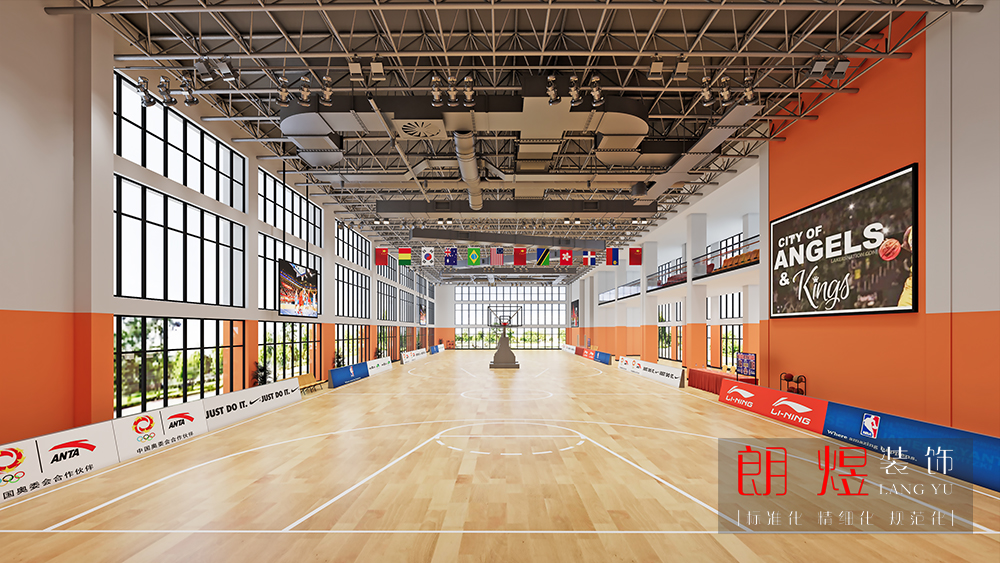 室內(nèi)運(yùn)動(dòng)籃球場館裝修效果圖六