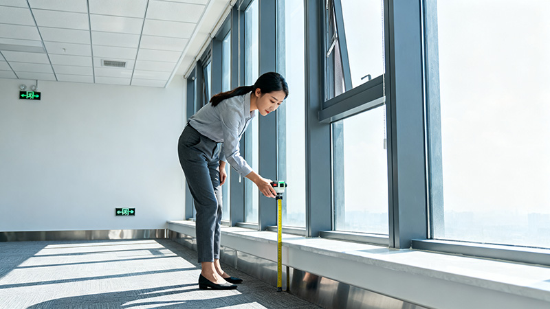 辦公室裝修現(xiàn)場(chǎng)平整度檢查