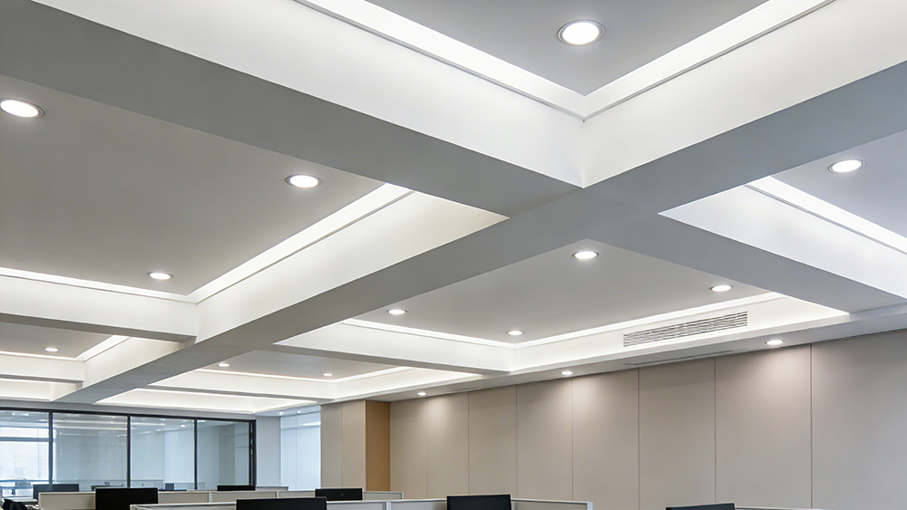 辦公室頂面假梁吊頂造型裝修遮蓋做法參考圖