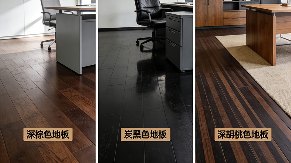 辦公室深色系地板（深棕、炭黑、深胡桃色）