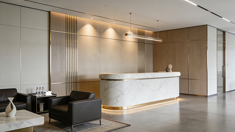 經(jīng)典流行款輕奢商務(wù)風(fēng)辦公室前臺(tái)